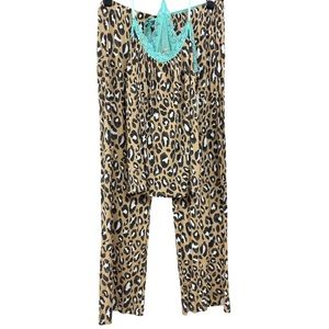 New PJ Salvage Leopard & Lace Pajama Set XL